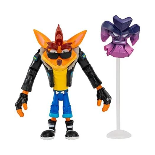 BANDAI Crash Bandicoot Action Figures Biker Crash with Mask | 11cm Biker Toy with Mask and Stand Accessories | Collectable Figures As Merchandise and Video Game Gifts