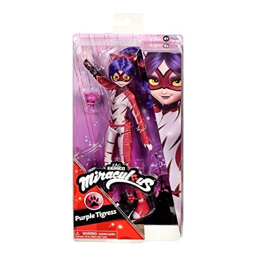 Miraculous Ladybug and Cat Noir Toys Fashion Doll | Articulated 26cm Doll with Accessories Kwami | Purple Tigress Figurine | Bandai Dolls