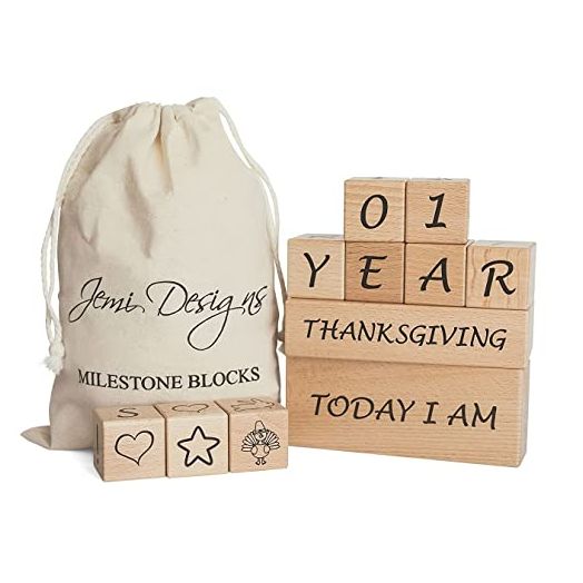 Baby Milestone Blocks Photo Blocks - Photography Props - Letters, Numbers, Age Blocks with Holidays & Cute Pictures - Infant & Toddler Nursery Decor - Baby Boy Baby Girl Unisex Decor