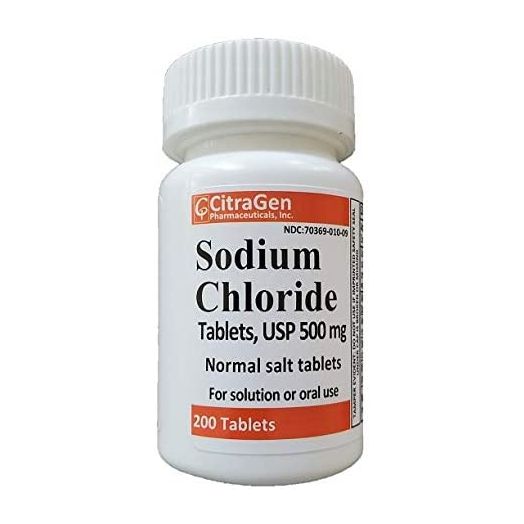 Sodium Chloride Tablets 500 mg (0.5 Gram), USP Normal Salt Tablets - 200 Tablets by CitraGen Pharmaceuticals, Inc.