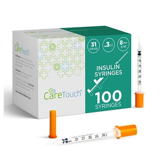 Care Touch - Insulin Syringes - 31g 5/16" - 8 mm .3 cc (Pack of 100)