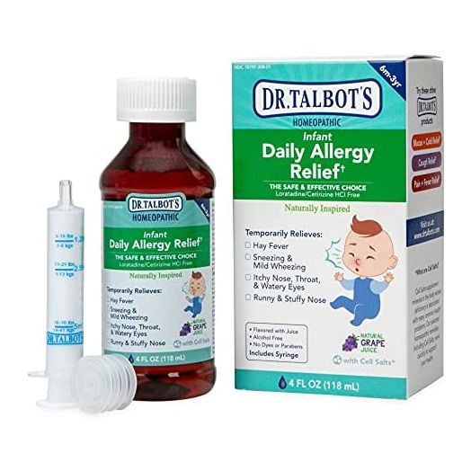 Dr. Talbot's Infant Daily Allergy Relief Liquid Medicine, Naturally Inspired for Babies, Includes Syringe, Grape Juice Flavor, Purple, 4 Fl Oz