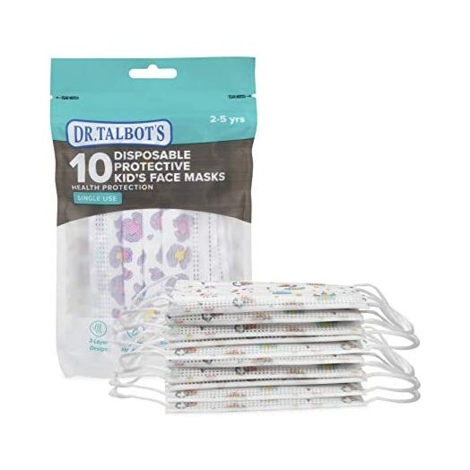Dr. Talbot's Disposable Kid's Face Mask for Personal Health, Girl 2-5 Years, Prints May Vary, 10 Count