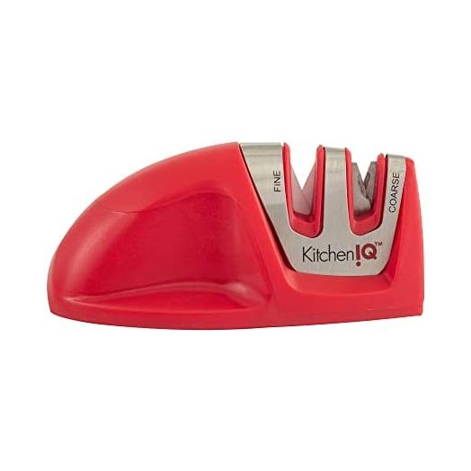 Kitchen IQ 50883 Edge Grip 2-Stage Knife Sharpener, Red