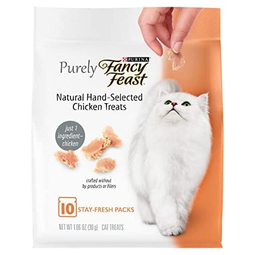Purina Fancy Feast Natural Cat Treats, Purely Natural Hand-Selected Chicken - (5) 10 ct. Pouches