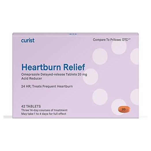 Curist Omeprazole 20mg Tablets - 42 Count Delayed-Release Tablets - Acid Reflux Medicine for Heartburn Relief