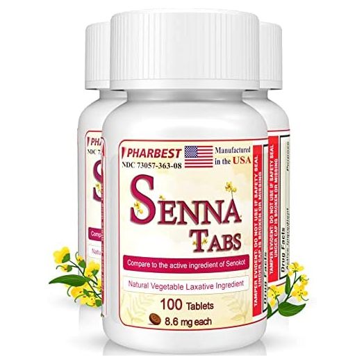 Senna Tablets 100 Ct. | Natural Vegetable Laxative [Made in USA] | Laxatives for Constipation, Colon Cleanser, Detox Cleanse, Constipation Relief for Adults Kids 8.6mg, Stool Softener Plus (1 Bottle)