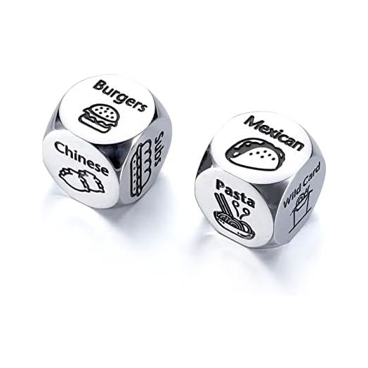 2 Pcs Anniversary Date Night Gifts Food Decision Dice Decider Valentines Day Gifts for Him Her Christmas Birthday Gifts for Husband Wife Boyfriend Girlfriend Funny Gifts for Women Men Date Night Ideas