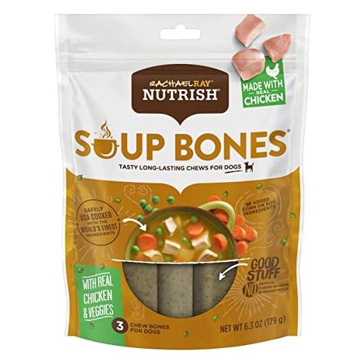 Rachael Ray Nutrish Soup Bones Dog Treats, Chicken & Veggies Flavor, 3 Bones (Pack of 8)