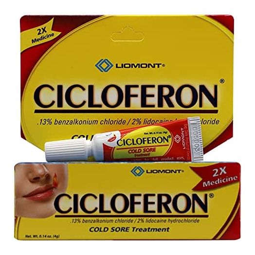 Cicloferon Cold Sore Treatment Gel, Cold Sore Symptoms, Clear Gel, 0.14 Oz, Tube.