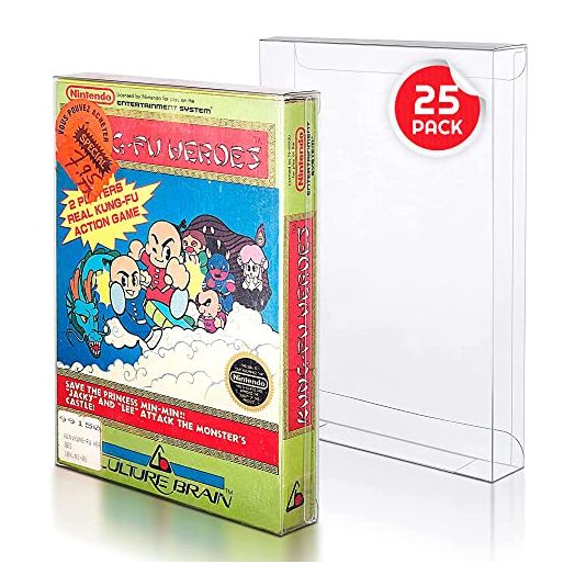 EVORETRO Thick Dust/Scratch/Moisture Resistant - 0.4 mm Thick Clear Plastic Protectors compatible for Nes Game Box - pack of 25