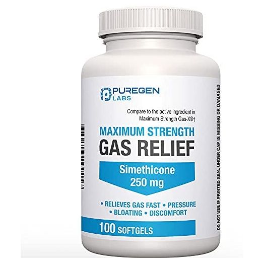 Maximum Strength Gas Relief Softgels with Simethicone 250 mg Relieve Pressure, Bloating and Painful Discomfort Compare to Gas-X and Phazyme -100 Count