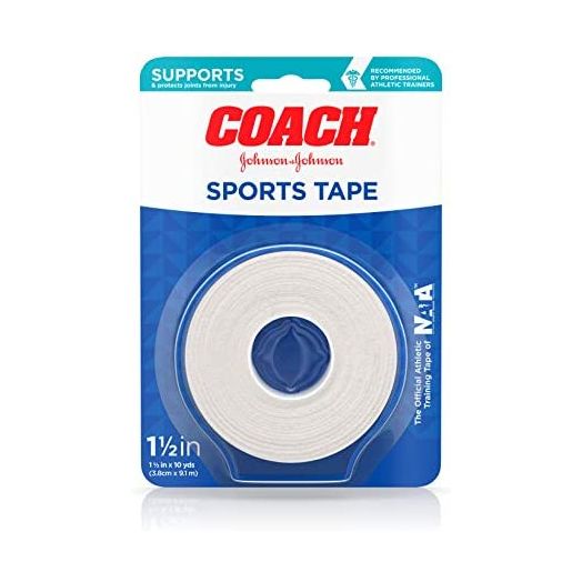 Johnson & Johnson Coach Sports Tape, Breathable Cloth Tape to Support and Protect Joints, for Fingers, Wrists, and Ankles, 1.5 inches by 10 Yards (Pack of 5)