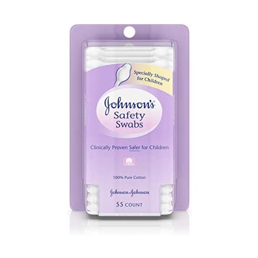 Johnson's 008256OurBundle Non-Chlorine Bleached Safety Ear Swabs for Babies and Children, 55 ct ( Pack of 2)