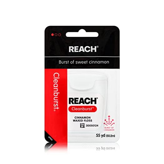 Reach Cleanburst Waxed Dental Floss, Oral Care, Cinnamon Flavored, 55 Yards