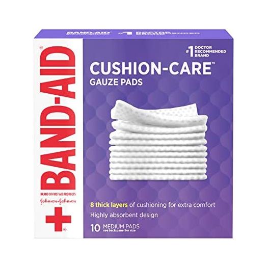 Band-Aid Brand Cushion Care Non-Stick Gauze Pads, Individually-Wrapped, Medium, 3 in x 3 in, 10 ct