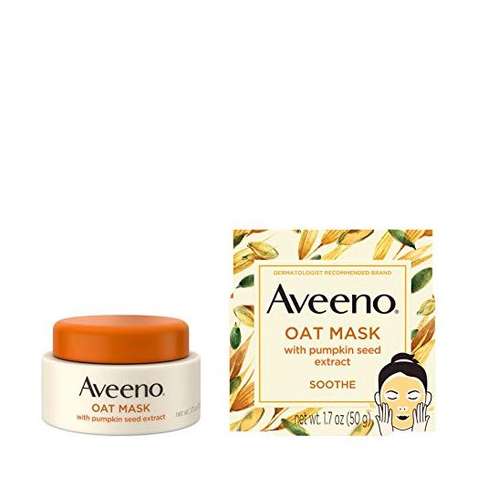 Aveeno Oat Face Mask with Soothing Pumpkin Seed Extract and Feverfew Extract, to Rebalance and Hydrate Skin, Paraben Free, Phthalate-Free, 1.7 oz