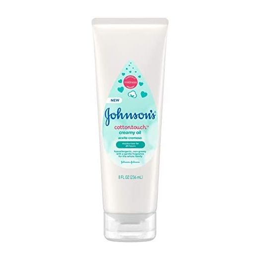 Johnson's CottonTouch Moisturizing Creamy Oil for Baby, Body Lotion with Real Cotton and Gentle Fragrance, Hypoallergenic, Non-Greasy, Paraben-Free, Phthalate-Free and Dye-Free, 8 fl. oz