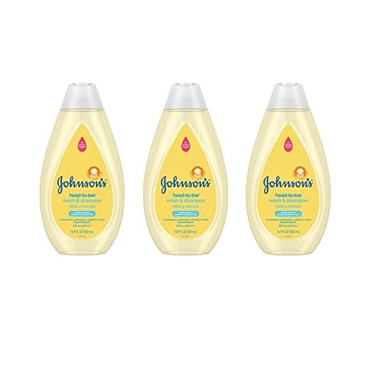 Johnson's Head-to-Toe Gentle Tear-Free Baby & Newborn Wash & Shampoo, Sulfate-, Paraben- Phthalate- & Dye-Free, Hypoallergenic Wash for Sensitive Skin & Hair, 3 x 16.9 fl. Oz (Amazon Exclusive)