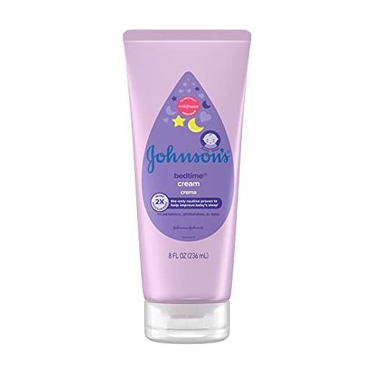 Johnson's Baby Bedtime Moisturizing Body Cream, Relaxing Aromas, Night Time Baby Massage Cream for Dry Skin Relief, Hypoallergenic, No Parabens, Phthalates or Dyes, 8 fl. oz