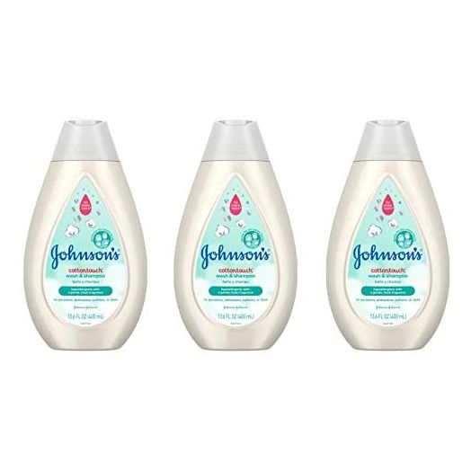 Johnson's Baby, CottonTouch Newborn Baby Wash and Shampoo with No More Tears, Sulfate, Paraben, Free for Sensitive Skin, Gently Washes Away Dirt and Germs, White, 13.6 Fl Oz (Pack of 3), 40.8 Ounce