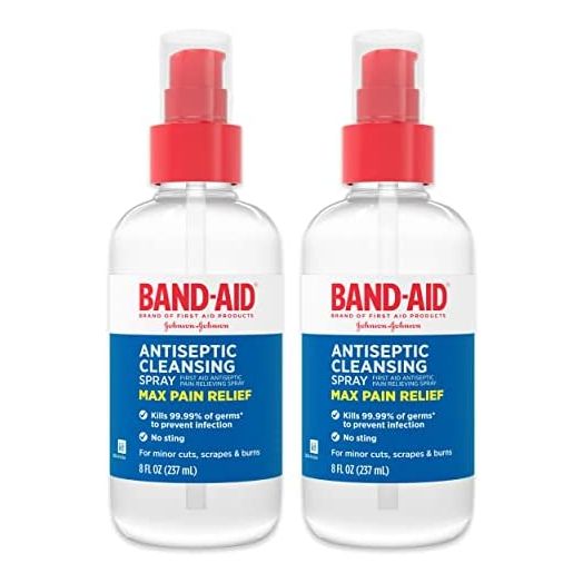 Band-Aid Brand Antiseptic Cleansing Spray, First Aid Antiseptic Spray Relieves Pain & Kill Germs, with Benzalkonium Cl Wound Antiseptic & Pramoxine HCl Topical Analgesic, 2 x 8 fl. oz