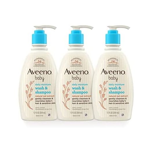 Aveeno Baby Moisture Body Wash & Shampoo, Oat Extract, 3 x 8 Fl. Oz