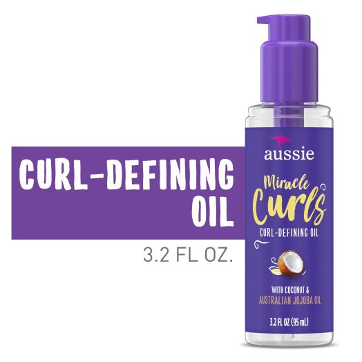 Aussie Miracle Curls Curl-Defining Oil Hair Treatment with Jojoba Oil 3.2 fl oz