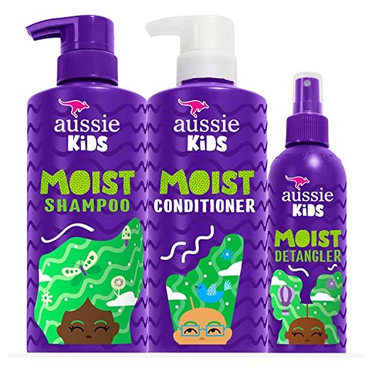 Aussie Kids Shampoo, Conditioner, and Detangler Bundle, Sulfate Free and Paraben Free