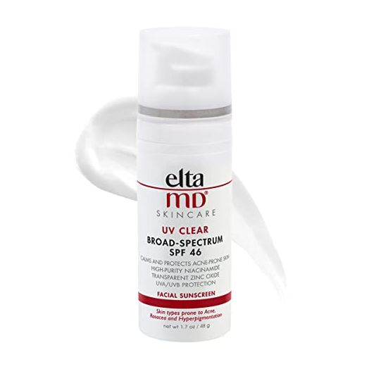 EltaMD UV Clear SPF 46 Face Sunscreen, Broad Spectrum Sunscreen for Sensitive Skin and Acne-Prone Skin, Oil-Free Mineral-Based Sunscreen Lotion with Zinc Oxide, 1.7 oz Pump