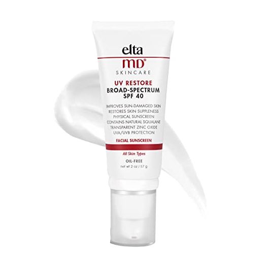 EltaMD UV Restore SPF 40 Anti Aging Face Moisturizer For Women, Broad Spectrum Physical Sunscreen with Zinc Oxide, Mineral Face Sunscreen, Anti Aging Moisturizer, Improves Skin Smoothness, 2 oz Tube