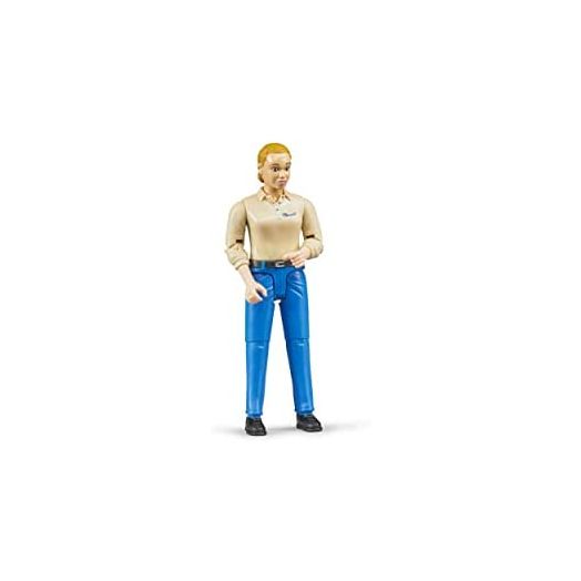 Bruder Toys - Bworld Woman Action Figure Light Skintoned and Blue Jeans with Grasping Hands and Moveable Limbs and Head - Ages 4+