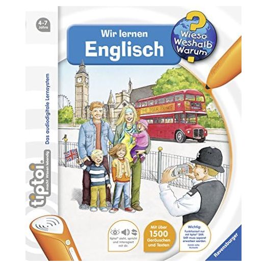 Ravensburger tiptoi® Wieso Weshalb Warum Wir lernen Englisch – Toys for Learning (24.5 cm, 27.7 cm) Multi