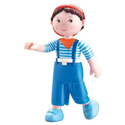 HABA Little Friends Matze - 4" Boy Dollhouse Toy Figure with Blue Overalls and Red Cap
