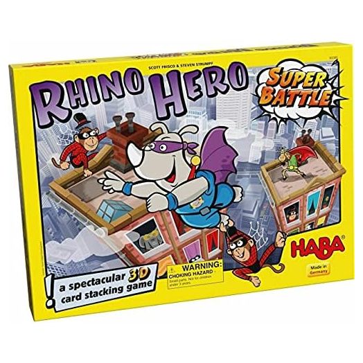 HABA Rhino Hero Super Battle - A Turbulent 3D Stacking Game Fun for All Ages (Made in Germany)