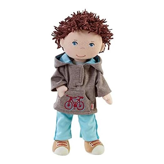 HABA Lian 12" Soft Boy Doll with Brown Hair, Blue Eyes and Embroidered Face (Machine Washable)