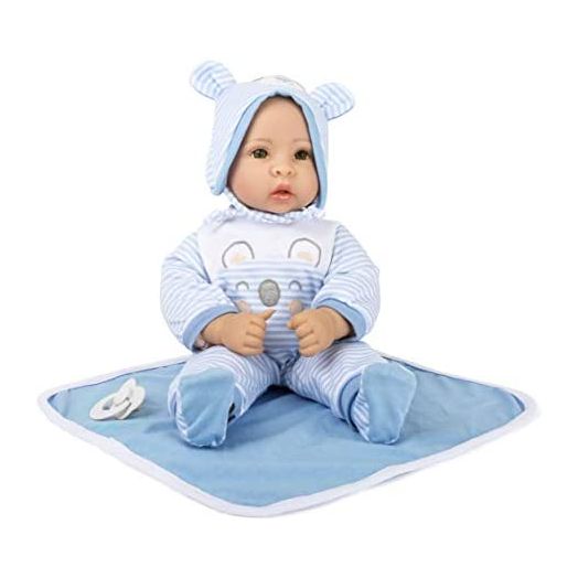 Baby Doll Playset (Lukas) by Small Foot – Includes Stylish Clothes, Bib, Pacifier, Hat & Matching Blanket - Develops Kids Nurturing, Imaginative & Creative Play – Ages 2+ Years