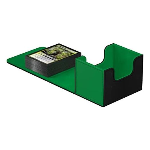 Ultimate Guard Sidewinder Synergy 100+, Deck Box for 100 Double-Sleeved TCG Cards, Black/Green, Magnetic Closure & Microfiber Inner Lining