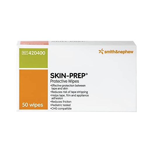 Smith+Nephew SKIN-PREP Wipes, Protective Dressing Wipes, Skin Barrier Film, Contains Alcohol, Box of 50