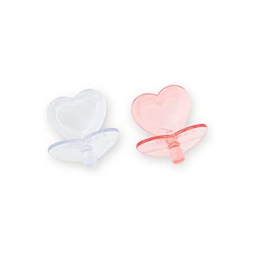 Corolle - Heart Shaped Doll Pacifier Accessory for 14-17" Dolls, 2 Pack, Clear/Pink (140370)