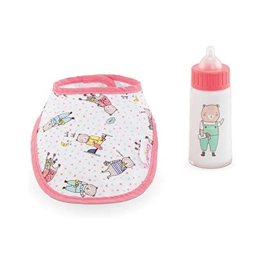 Corolle - Mon Grand Poupon Bib and Magic Milk Bottle - Feeding Accesory Set for 14" and 17" Baby Dolls, White