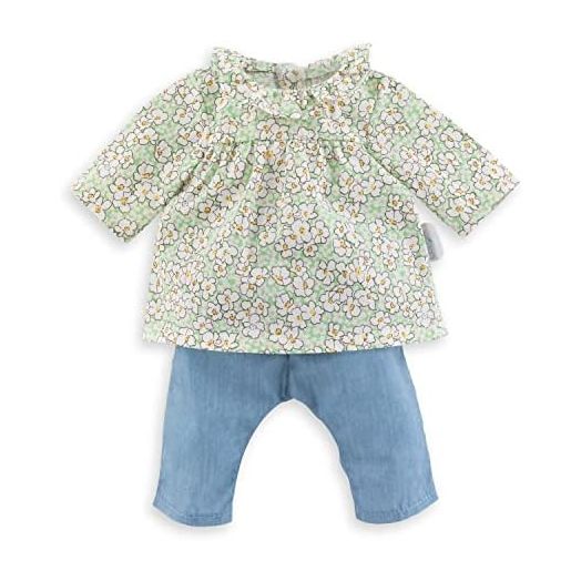 Corolle Blouse and Pants Baby Doll Outfit - Premium Mon Grand Poupon Baby Doll Clothes and Accessories fit 14" Dolls, Blue Floral (9000141220)