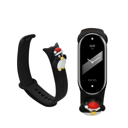 kwmobile Silicone TPU Band Compatible with Xiaomi Mi Band 8 Wristband - penguin Black/White