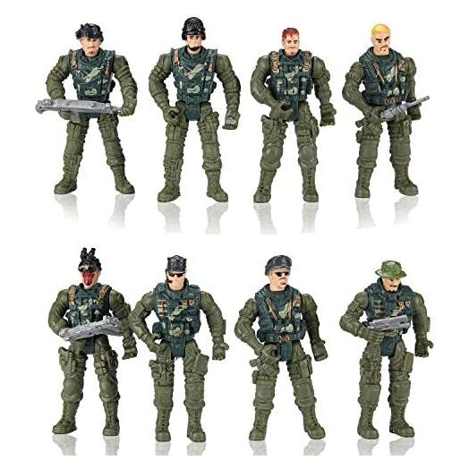 Hautton Soldier Action Figures Toy, 8 Army Men with Weapons Accessories, Removable Body Adjustable Arms Legs Military Playset for Boys Girls Kids Children