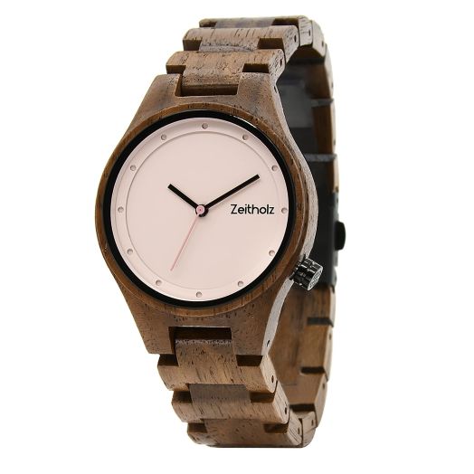 Zeitholz Wooden Watches for Women, Wooden Watch, Gifts, Analog Watch, Artistic, New Stolpen Collection 36mm, 100% Natural Wood with Japanese Quartz Movement. (Pink)