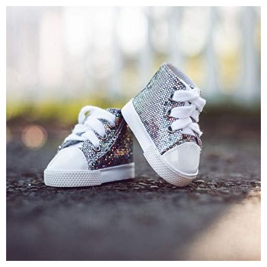 The Queen's Treasures 18 Inch Doll Clothing Shoes, Silver High Top Sneaker, Compatible for Use with American Girl Dolls and Clothes