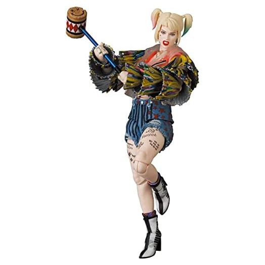 Medicom Birds of Prey: Harley Quinn (Caution Tape Jacket Version) Mafex Action Figure, Multicolor