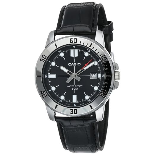 Casio MTP-VD01L-1EV Men's Enticer Stainless Steel Black Dial Casual Analog Sporty Watch
