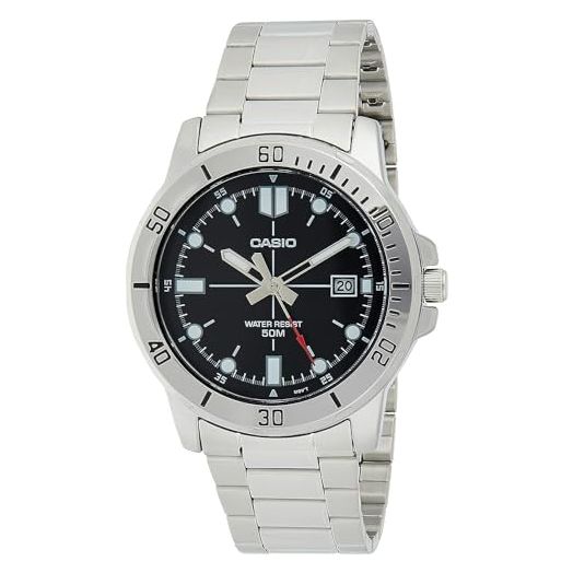 Casio MTP-VD01D-1EV Men's Enticer Stainless Steel Black Dial Casual Analog Sporty Watch