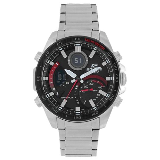 Casio Mens Digital Quartz Watch with Stainless Steel Strap ECB-900DB-1AER, Multicolored, Strap